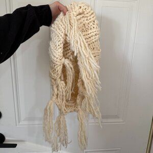 Cream Crochet/Knit Scarf - American Eagle